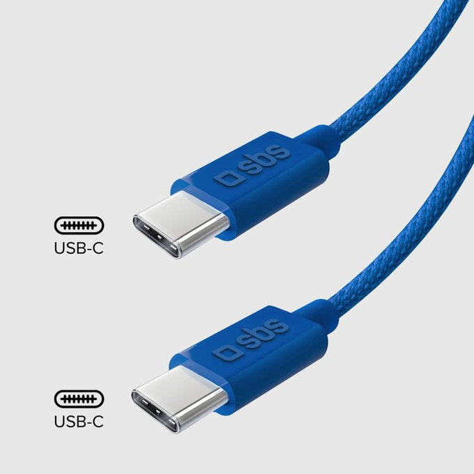 SBS - Kabel USB-C/USB-C, 60W, PD, 1.5m, modrá