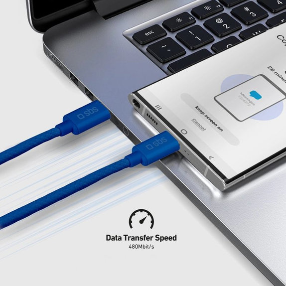 SBS - Kabel USB-C/USB-C, 60W, PD, 1.5m, modrá