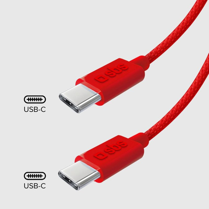 SBS - Kabel USB-C/USB-C, 60W, PD, 1.5m, červená