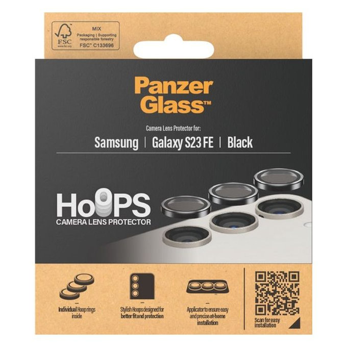 PanzerGlass - Ochranný Kryt Objektivu Fotoaparátu Hoops pro Samsung Galaxy S23 FE, černá