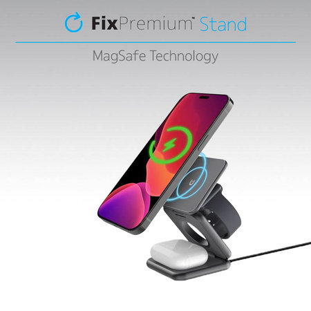 FixPremium - Skládací Stojan s MagSafe, černá