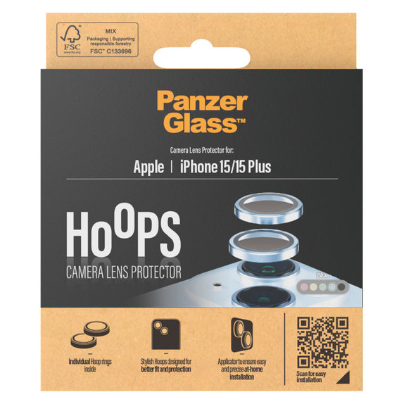 Ochranný kryt objektivu Hoops pro iPhone 15/15 Plus, Modrá, PanzerGlass