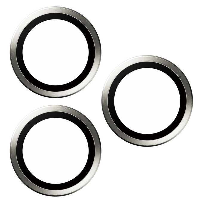 Ochranný kryt objektivu Hoops pro iPhone 15 Pro/15 Pro Max, White Metal, PanzerGlass