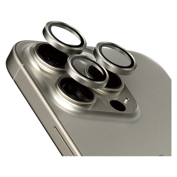 Ochranný kryt objektivu Hoops pro iPhone 15 Pro/15 Pro Max, Natural Titanium, PanzerGlass
