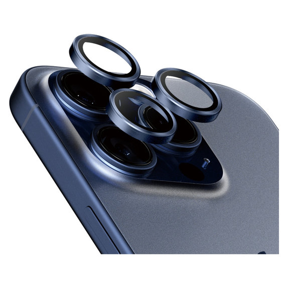 Ochranný kryt objektivu Hoops pro iPhone 15 Pro/15 Pro Max, Blue Titanium, PanzerGlass