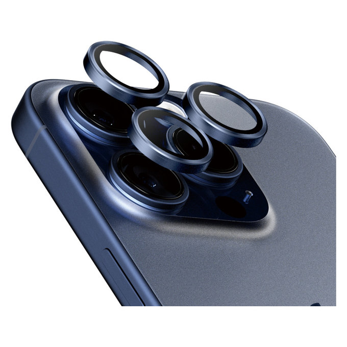 Ochranný kryt objektivu Hoops pro iPhone 15 Pro/15 Pro Max, Blue Titanium, PanzerGlass