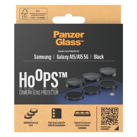 PanzerGlass - Ochranný kryt Objektívu Fotoaparátu Hoops pro Samsung Galaxy A15, černá