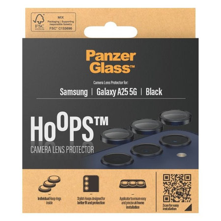 PanzerGlass - Ochranný kryt Objektívu Fotoaparátu Hoops pro Samsung Galaxy A25, černá