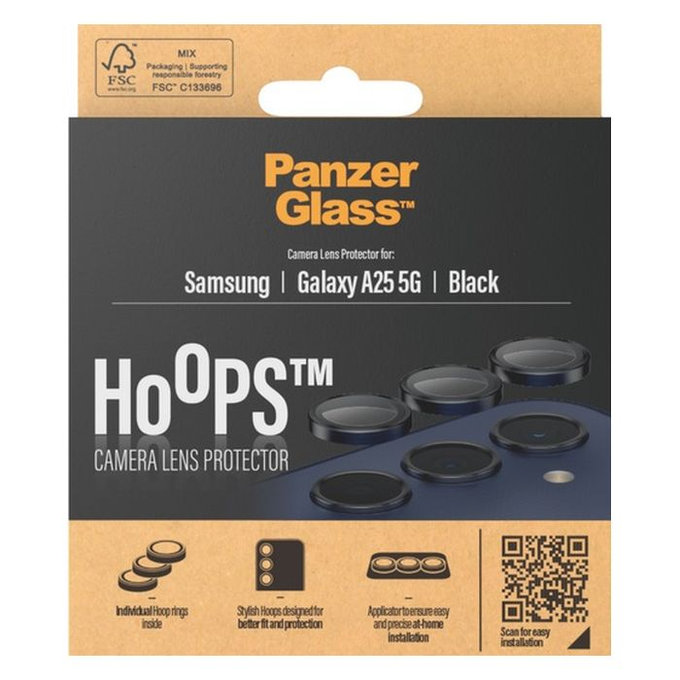 PanzerGlass - Ochranný kryt Objektívu Fotoaparátu Hoops pro Samsung Galaxy A25, černá