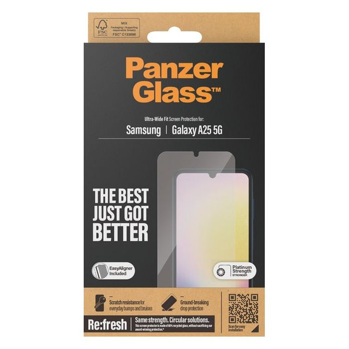 PanzerGlass - Tvrzené Sklo Re:fresh UWF s aplikátorem pro Samsung Galaxy A25 5G, černá