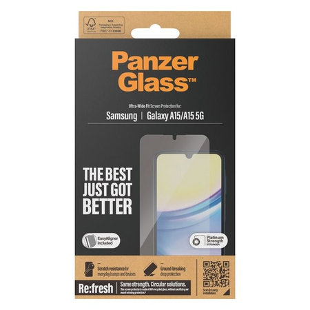 PanzerGlass - Tvrzené sklo Re:fresh UWF s aplikátorem pro Samsung Galaxy A15 5G, černá