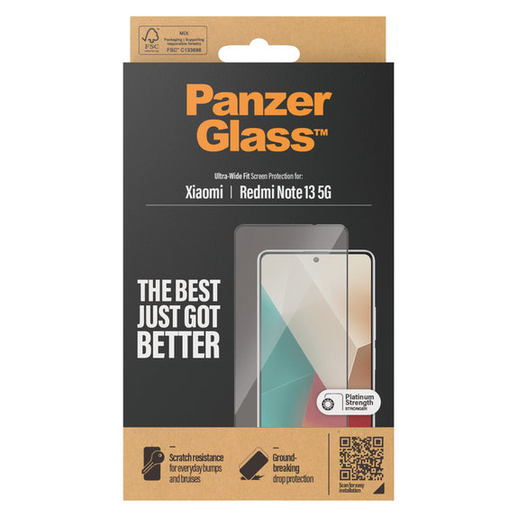 Tvrzené sklo UWF pro Xiaomi Redmi Note 13, Černá, PanzerGlass