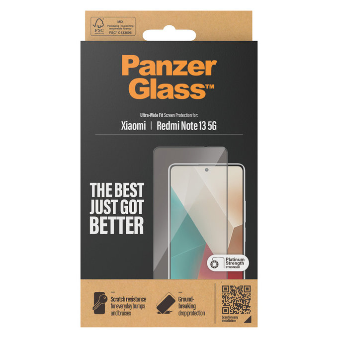 Tvrzené sklo UWF pro Xiaomi Redmi Note 13, Černá, PanzerGlass