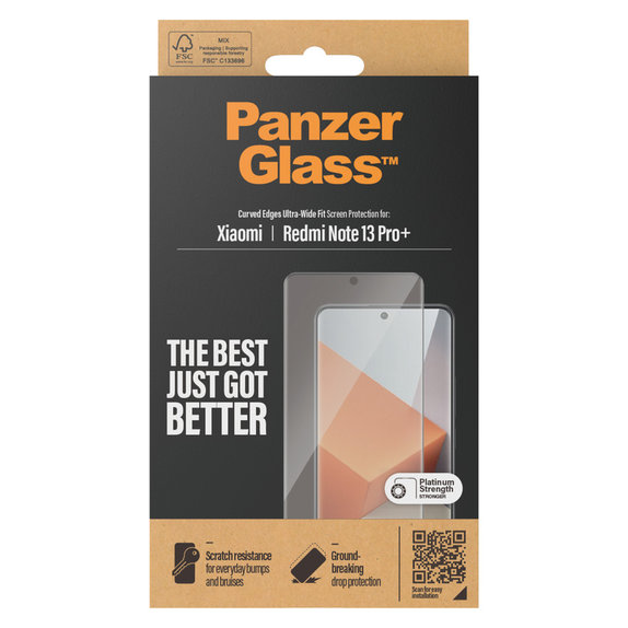 Tvrzené sklo UWF pro Xiaomi Redmi Note 13 Pro+, Černá, PanzerGlass