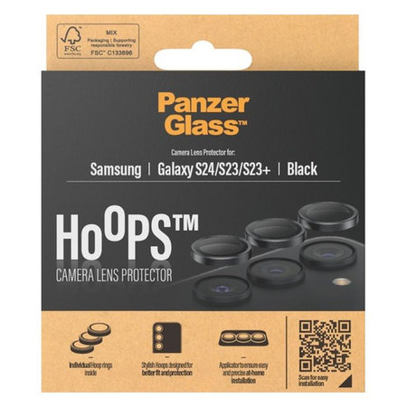 PanzerGlass - Ochranný Kryt Objektivu Fotoaparátu Hoops pro Samsung Galaxy 23, 23+ a 24, černá