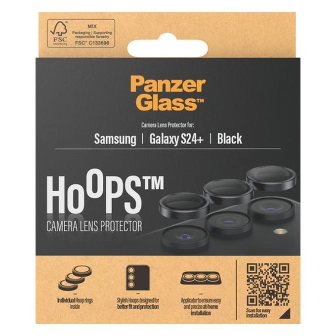 PanzerGlass - Ochranný Kryt Objektivu Fotoaparátu Hoops pro Samsung Galaxy S24+, černá