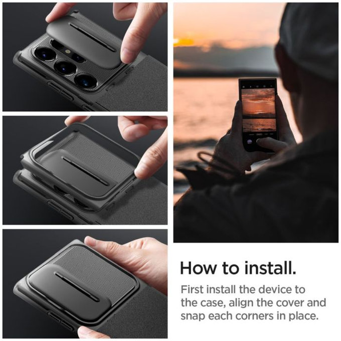 Spigen - Pouzdro Optik Armor pro Samsung Galaxy S24 Ultra, černá