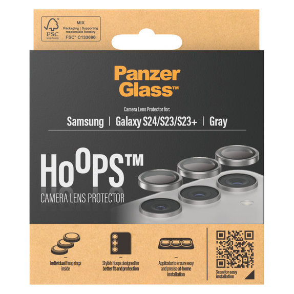 Ochranný kryt objektivu Hoops pro Samsung Galaxy S24/S23/S23+, Šedá, PanzerGlass