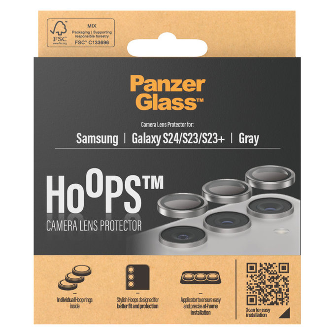 Ochranný kryt objektivu Hoops pro Samsung Galaxy S24/S23/S23+, Šedá, PanzerGlass
