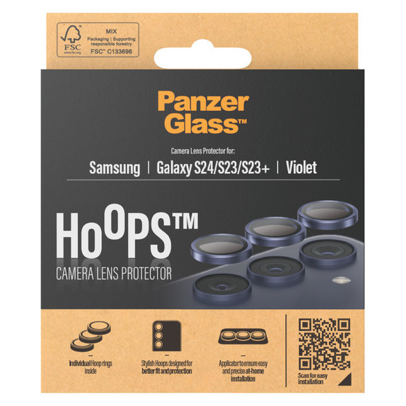 Ochranný kryt objektivu Hoops pro Samsung Galaxy S24/S23/S23+, Fialová, PanzerGlass