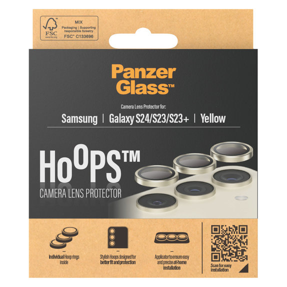 Ochranný kryt objektivu Hoops pro Samsung Galaxy S24/S23/S23+, Žlutá, PanzerGlass