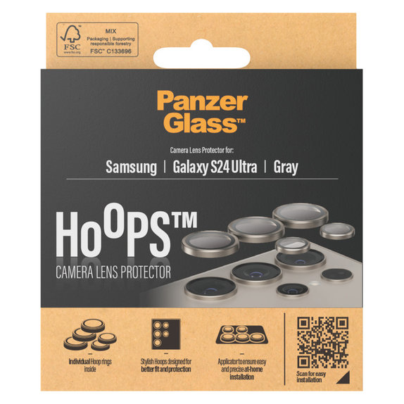 Ochranný kryt objektivu Hoops pro Samsung Galaxy S24 Ultra, Šedá, PanzerGlass