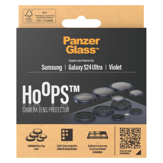 Ochranný kryt objektivu Hoops pro Samsung Galaxy S24 Ultra, Fialová, PanzerGlass