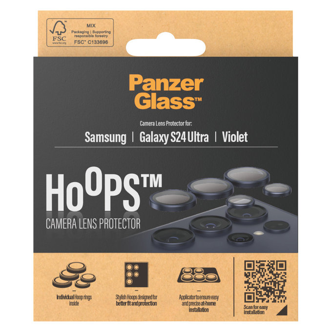 Ochranný kryt objektivu Hoops pro Samsung Galaxy S24 Ultra, Fialová, PanzerGlass