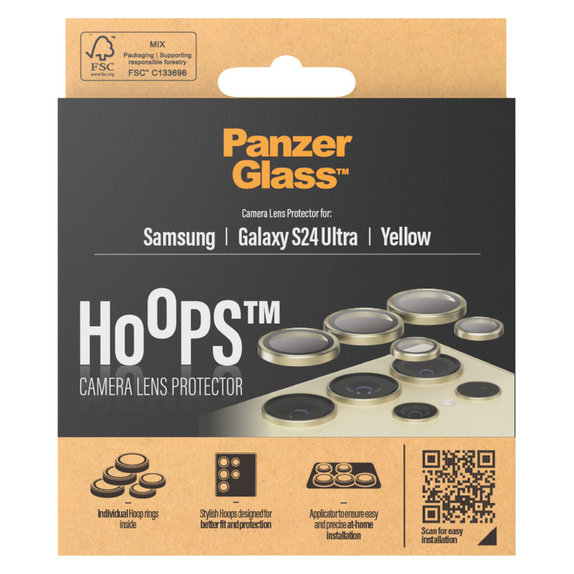 Ochranný kryt objektivu Hoops pro Samsung Galaxy S24 Ultra, Žlutá, PanzerGlass
