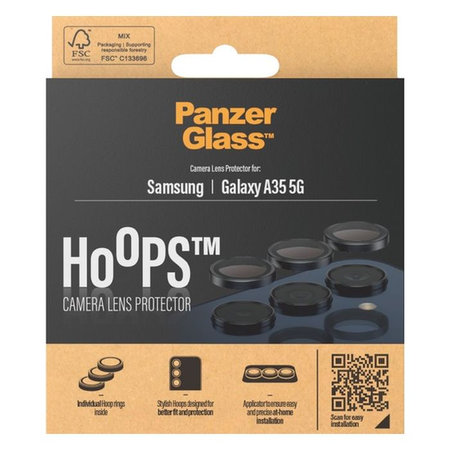 PanzerGlass - Ochranný kryt Objektívu Fotoaparátu Hoops pro Samsung Galaxy A35, černá