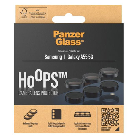 PanzerGlass - Ochranný kryt Objektívu Fotoaparátu Hoops pro Samsung Galaxy A55, černá