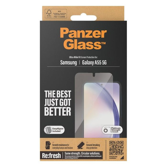 PanzerGlass - Tvrzené sklo Re:fresh UWF s aplikátorem pro Samsung Galaxy A55 5G, černá