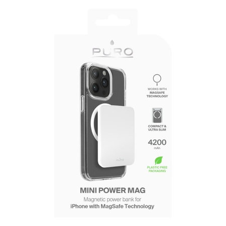 PURO - MagSafe PowerBank 4200 mAh 5W, USB-C, bílá