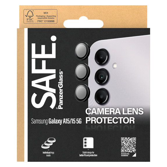 Ochranný kryt objektivu pro Samsung Galaxy A15/A15 5G, Černá, SAFE by PanzerGlass