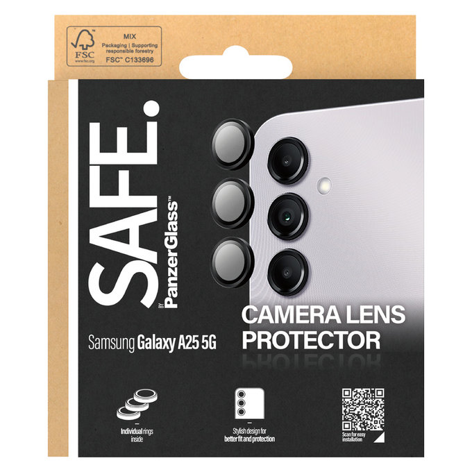 Ochranný kryt objektivu pro Samsung Galaxy A25 5G, Černá, SAFE by PanzerGlass