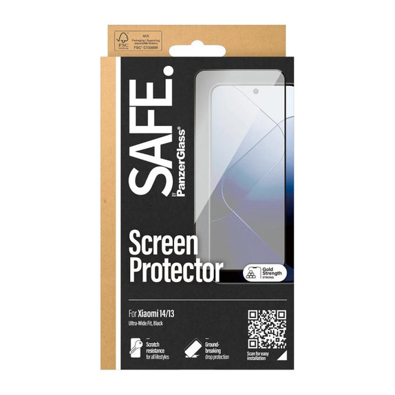 Tvrzené sklo UWF pro Xiaomi 14/13, Černá, SAFE by PanzerGlass