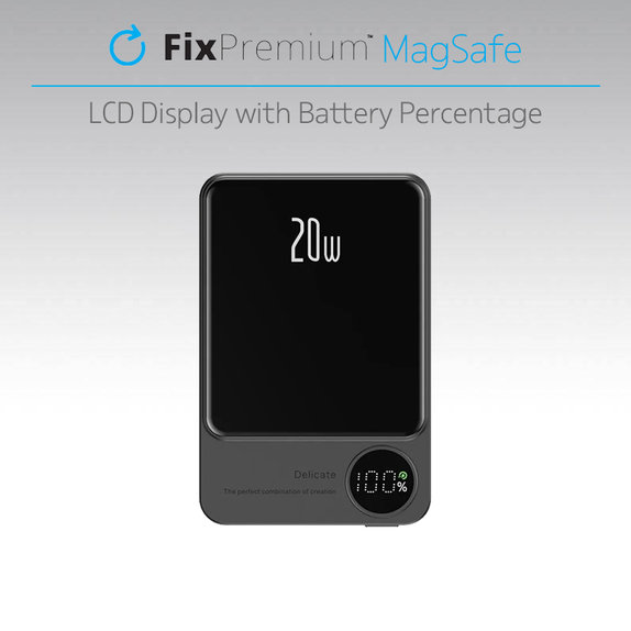 FixPremium - MagSafe PowerBank s LCD 5000mAh, černá