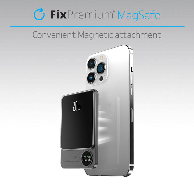 FixPremium - MagSafe PowerBank s LCD 5000mAh, fialová