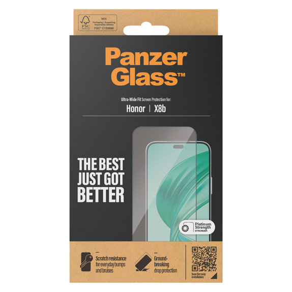 Tvrzené sklo UWF pro Honor 90 Smart, Černá, PanzerGlass