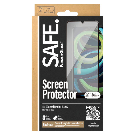 Tvrzené sklo UWF pro Xiaomi Redmi A3, Černá, SAFE by PanzerGlass