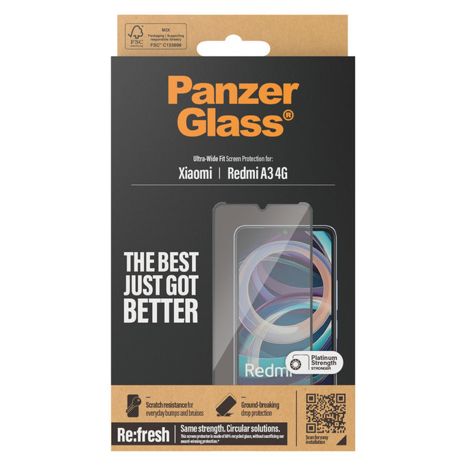 Tvrzené sklo UWF AB pro Xiaomi Redmi A3, Čierne, PanzerGlass