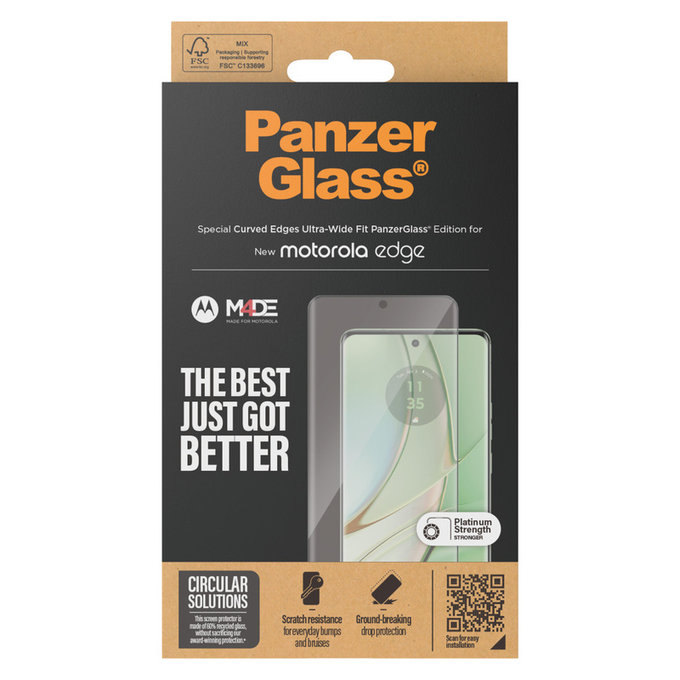 Tvrzené sklo UWF pro Motorola Edge 50 Pro, Černá, PanzerGlass
