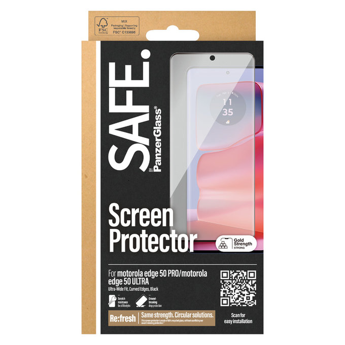 Tvrzené sklo UWF pro Motorola Edge 50 Pro, Černá, SAFE by PanzerGlass