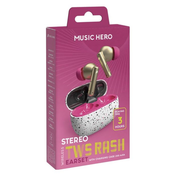Music Hero - Bezdrátová Sluchátka TWS RASH, fantasy pink