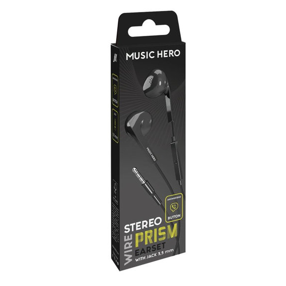 Music Hero - Sluchátka PRISM, 3.5mm jack, černá
