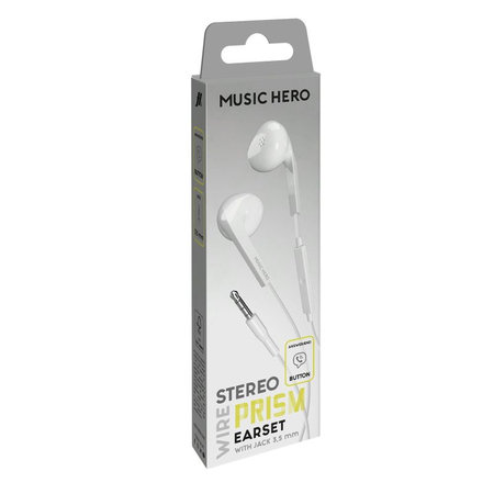 Music Hero - Sluchátka PRISM, 3.5mm jack, bílá