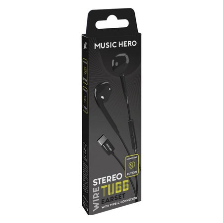 Music Hero - Sluchátka TUBB, USB-C, černá
