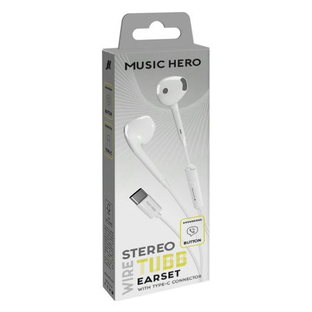 Music Hero - Sluchátka TUBB, USB-C, bílá