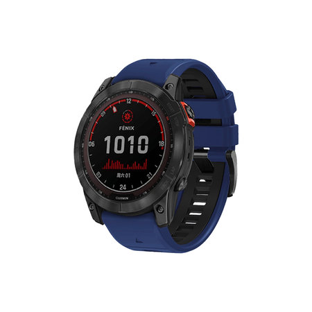 FixPremium - Dvoubarevný silikonový řemínek pro Garmin (QuickFit 26 mm), modrý