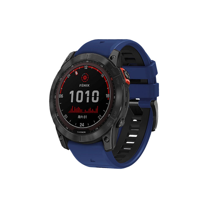 FixPremium - Dvoubarevný silikonový řemínek pro Garmin (QuickFit 22 mm), modrý
